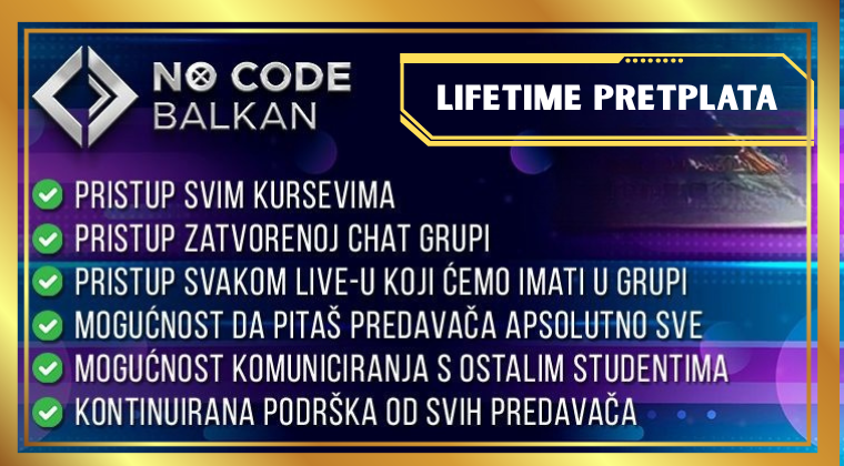 NoCode Balkan Lifetime pristup.