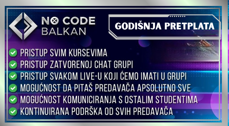 Specijalna Ponuda: NoCode Balkan godišnja članarina.
