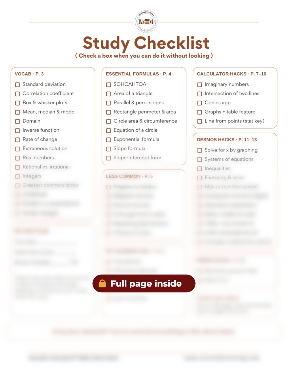 Study checklist preview