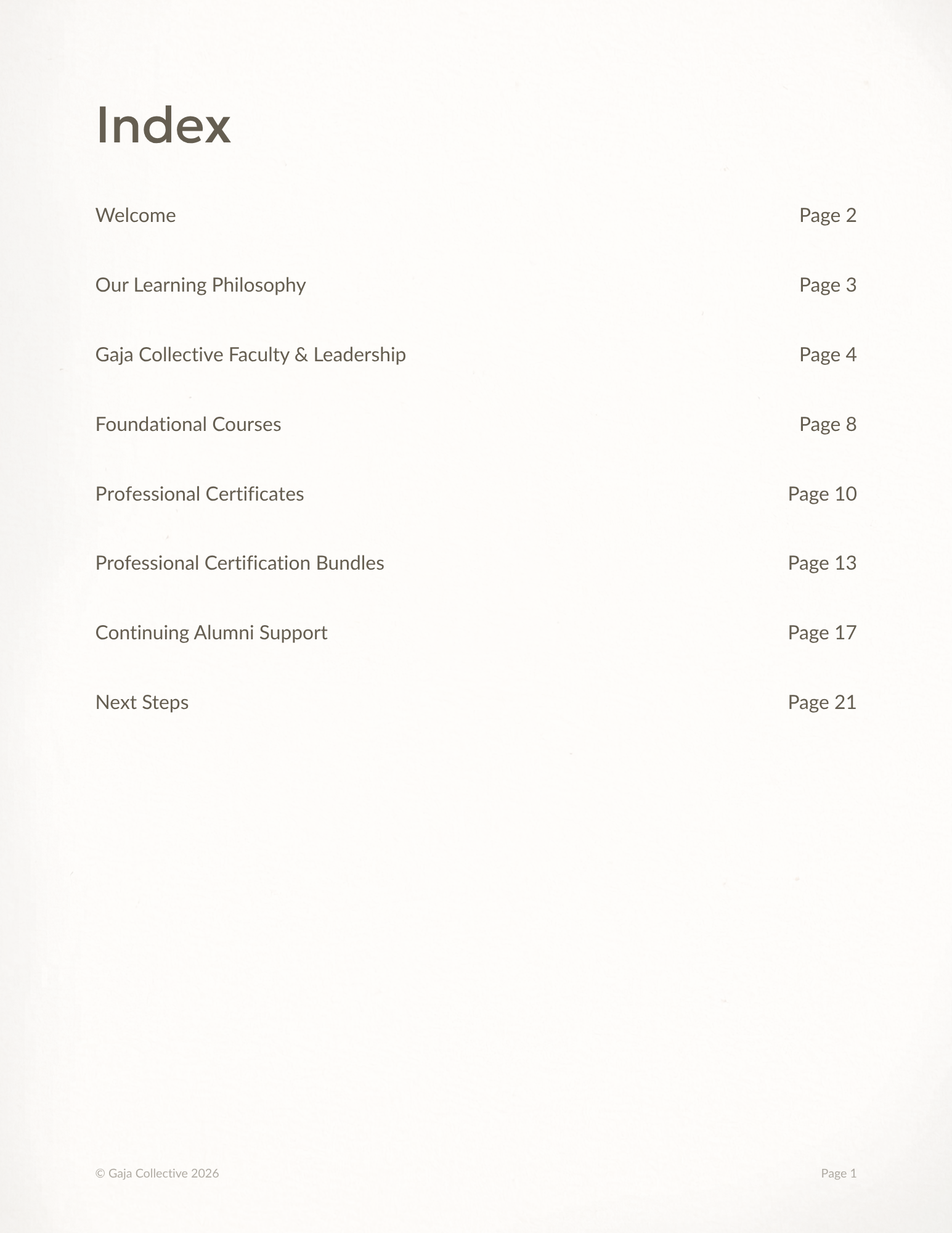 Preview of the catalog, inside page with additional programs.