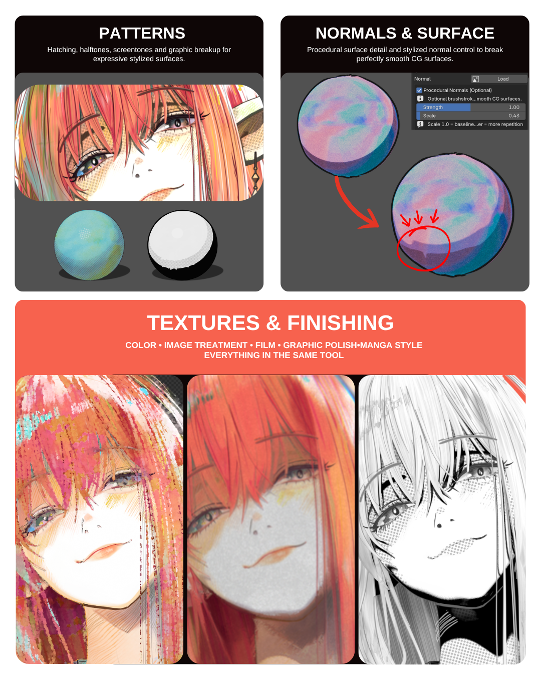 MANI NPR patterns, normals, textures and finishing