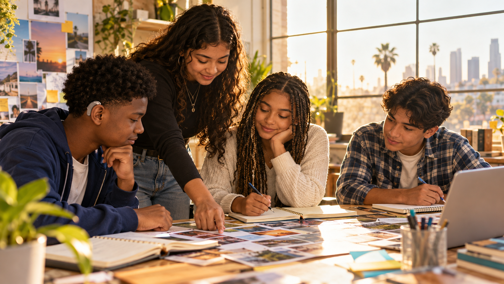 Diverse high school students exploring strengths and future possibilities together