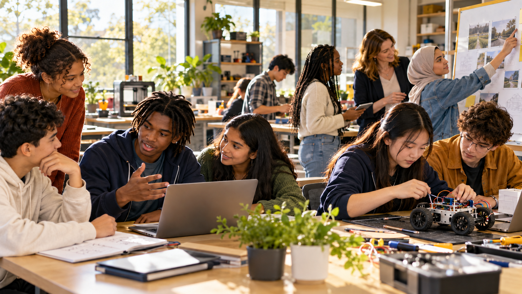 Diverse high school students exploring careers, leadership, and future work pathways