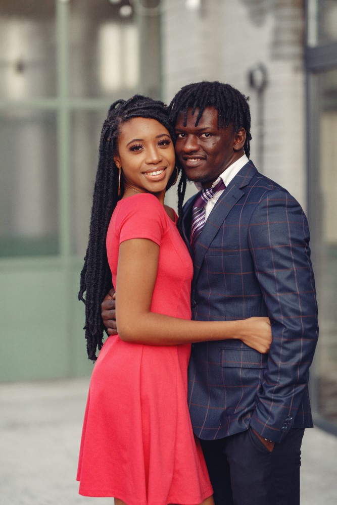 Couple smiling together