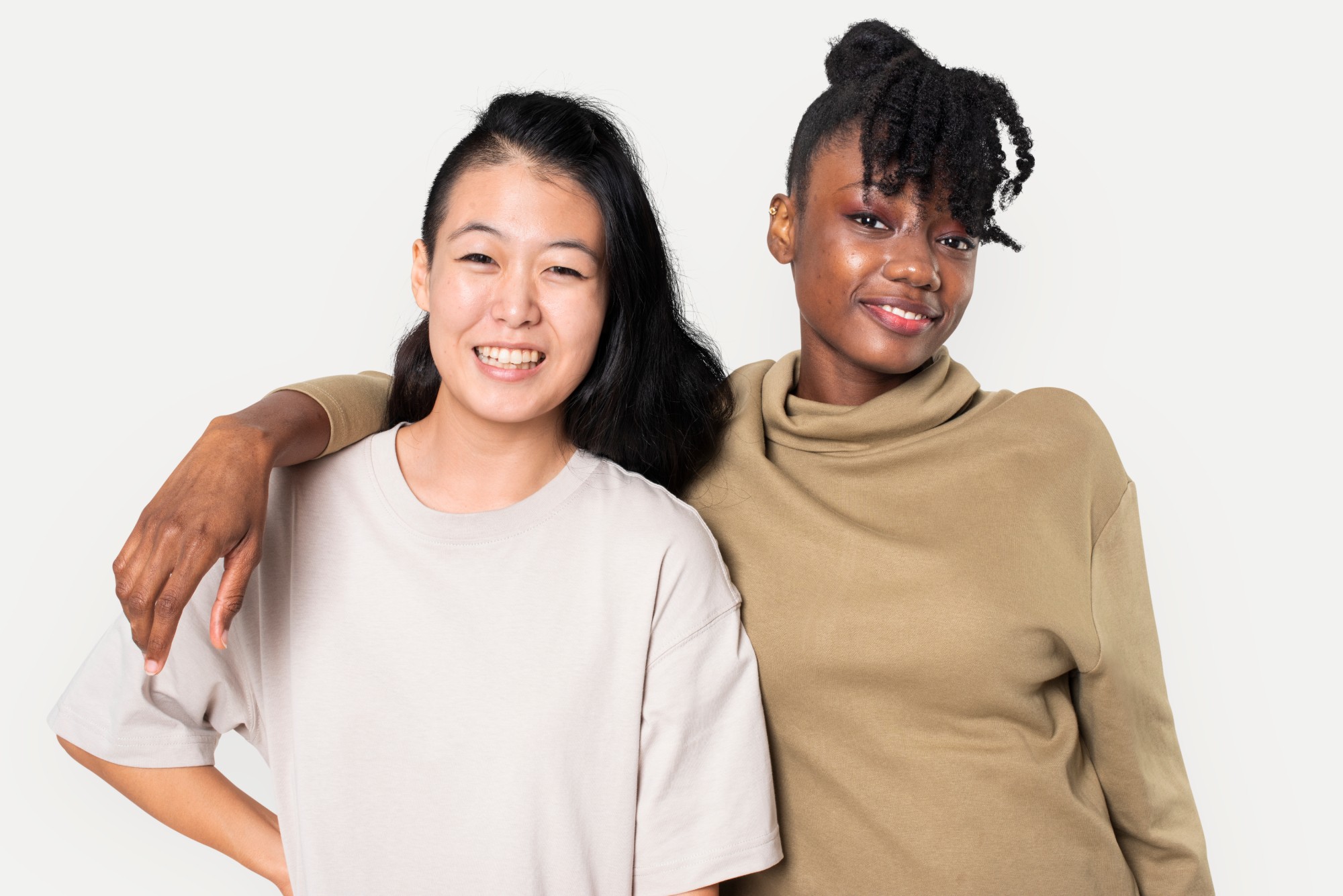 Two women smiling together
