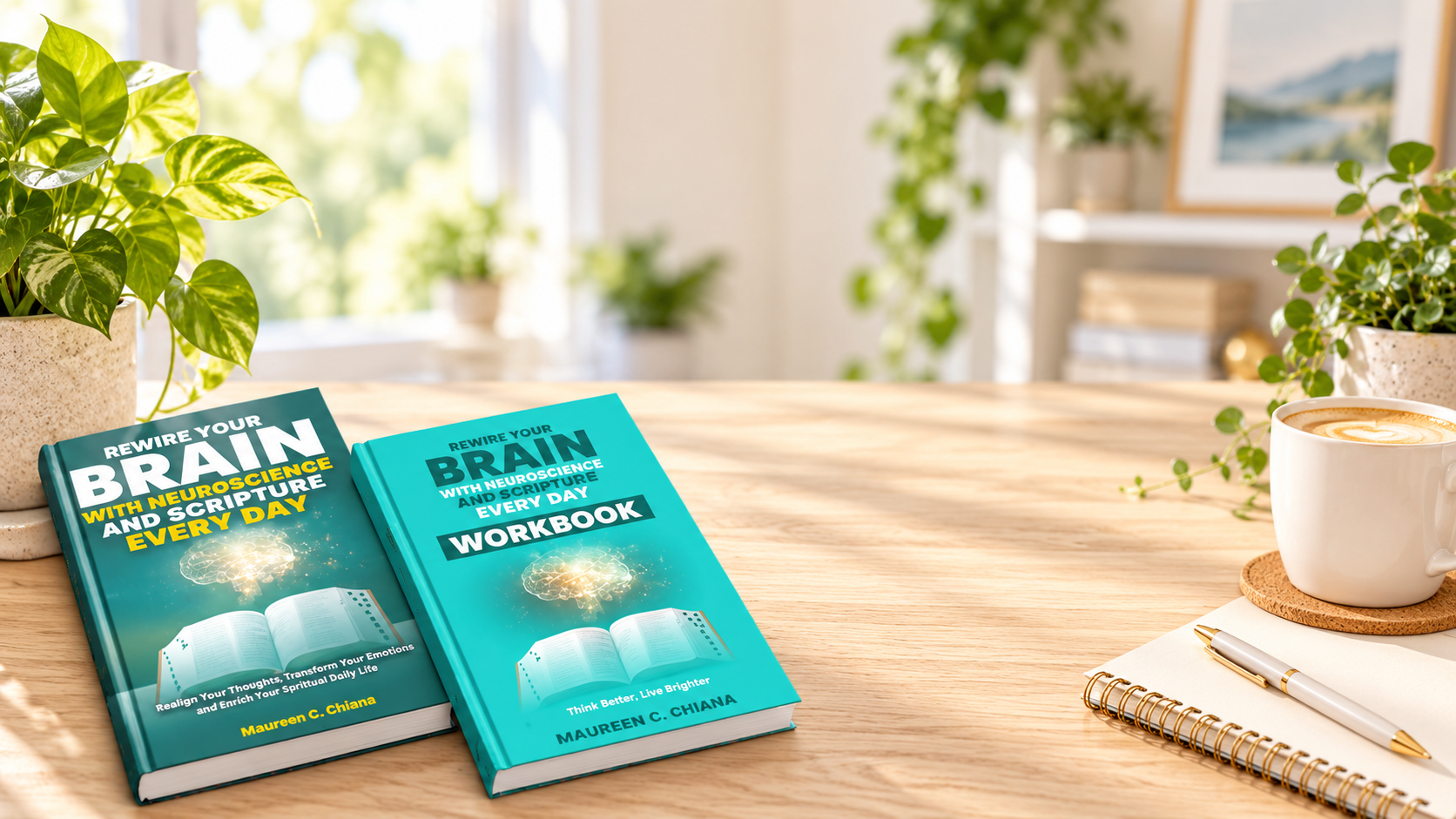 Rewire Your Brain with Neuroscience and Scripture Every Day and its companion Workbook by Maureen Chiana