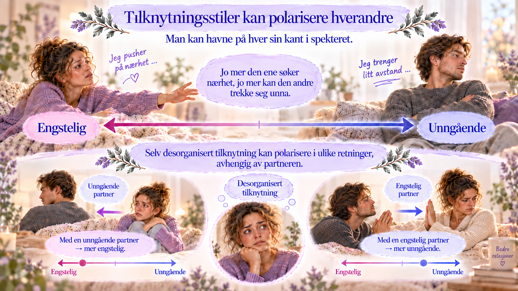 Illustrasjon til desorganisert tilknytning som lener engstelig