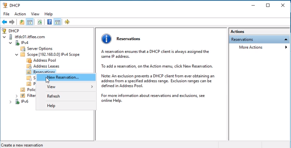 dhcp reservation supported types