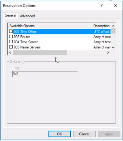 dhcp reservation supported types