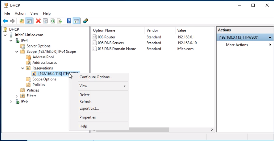 dhcp reservation supported types