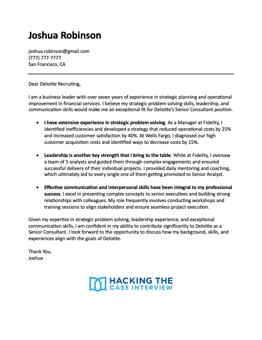 Deloitte cover letter example 3