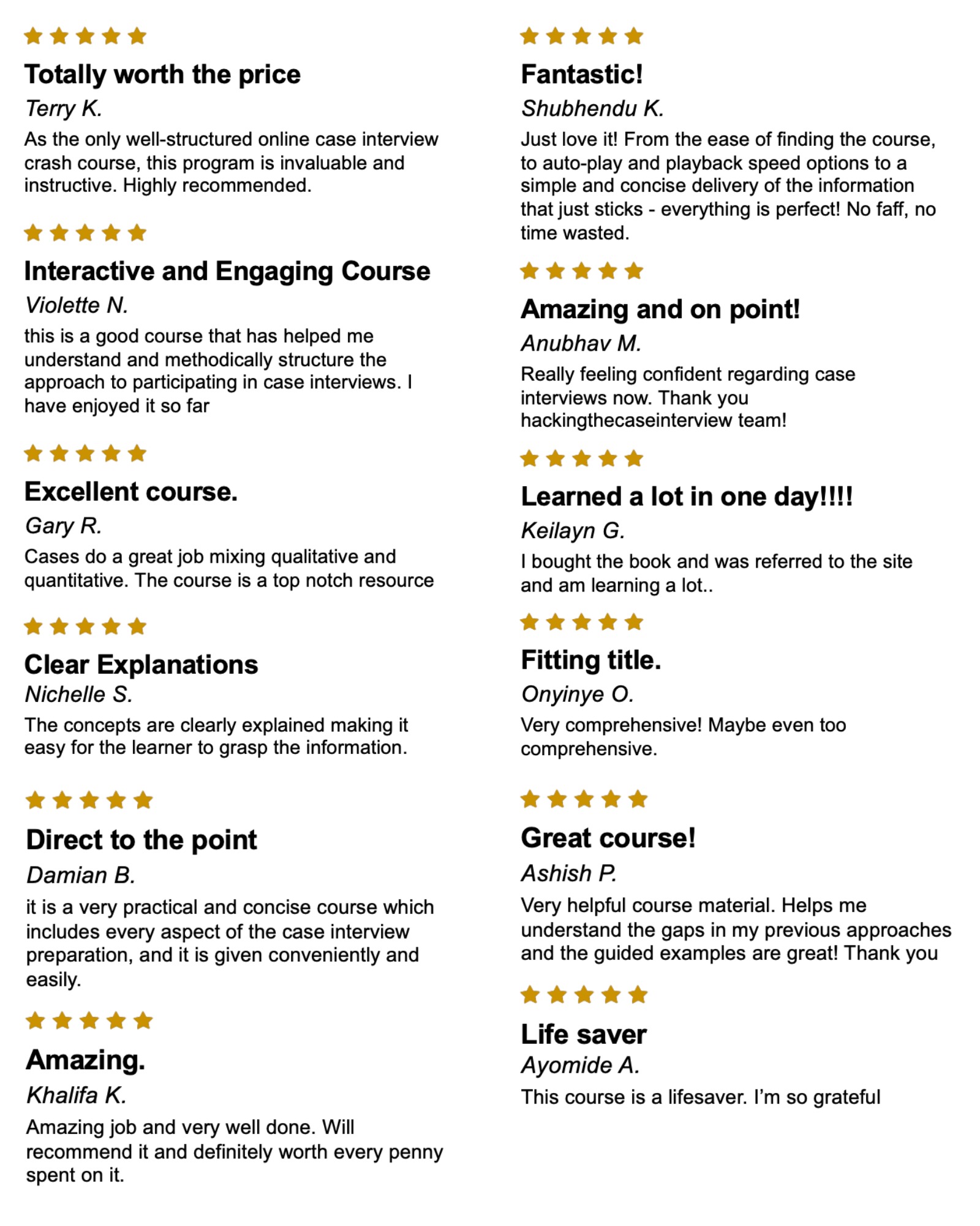 Case Interview Course Reviews