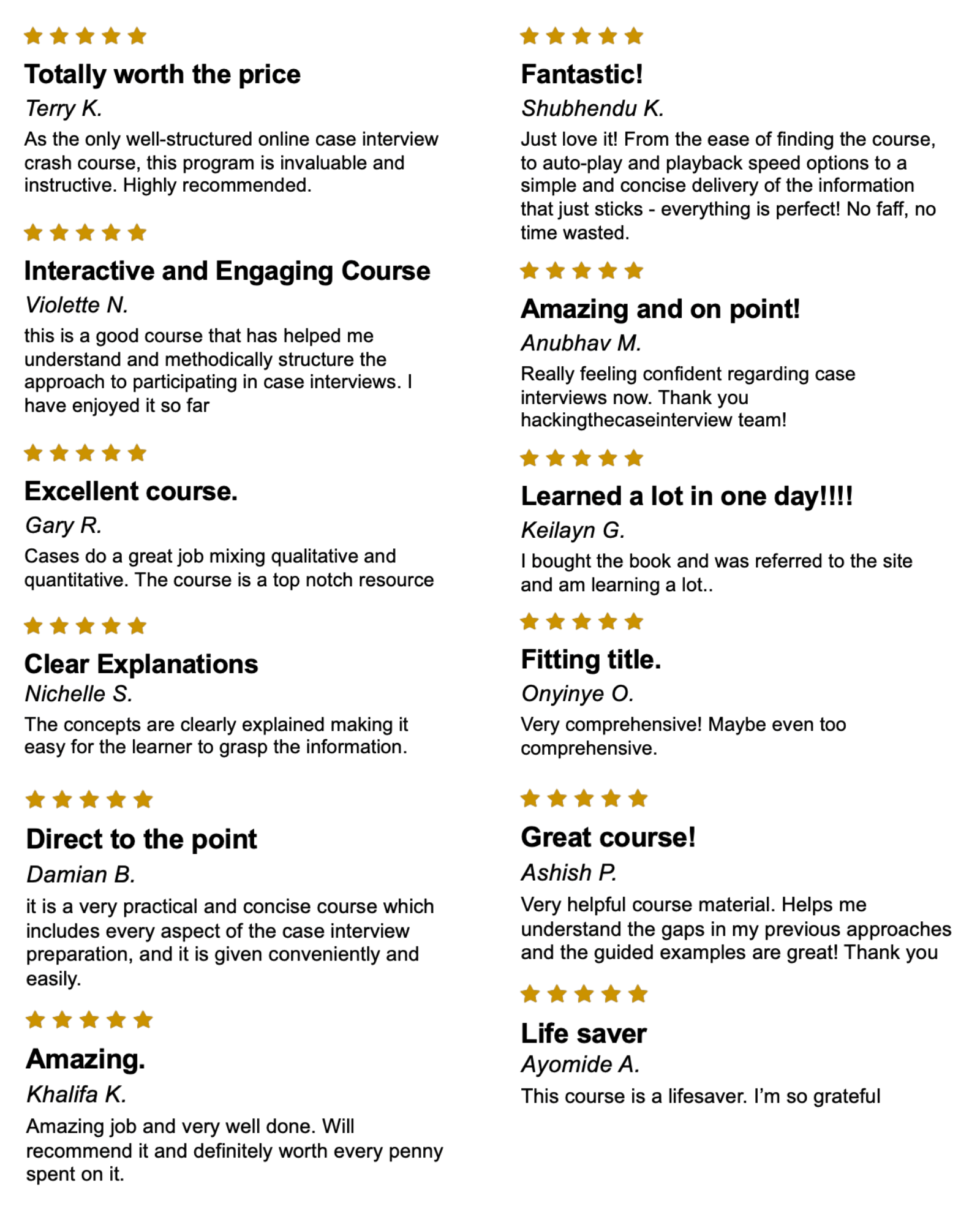 Hacking The Case Interview Testimonials 3