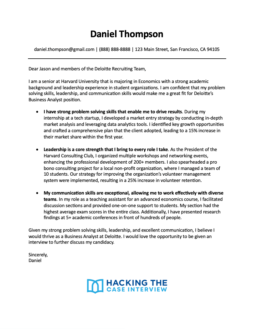 Deloitte cover letter example 1