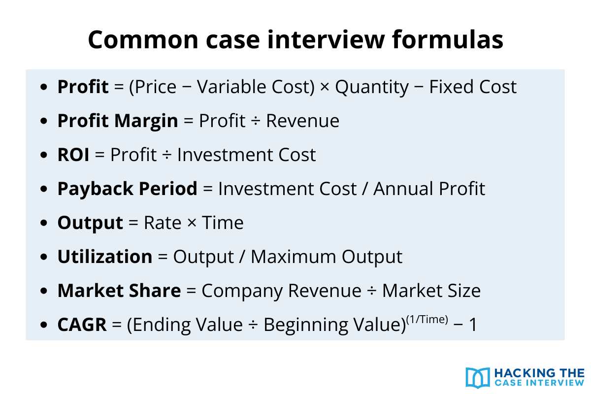 Common case interview formulas
