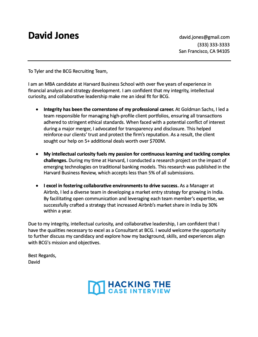 BCG cover letter example 2