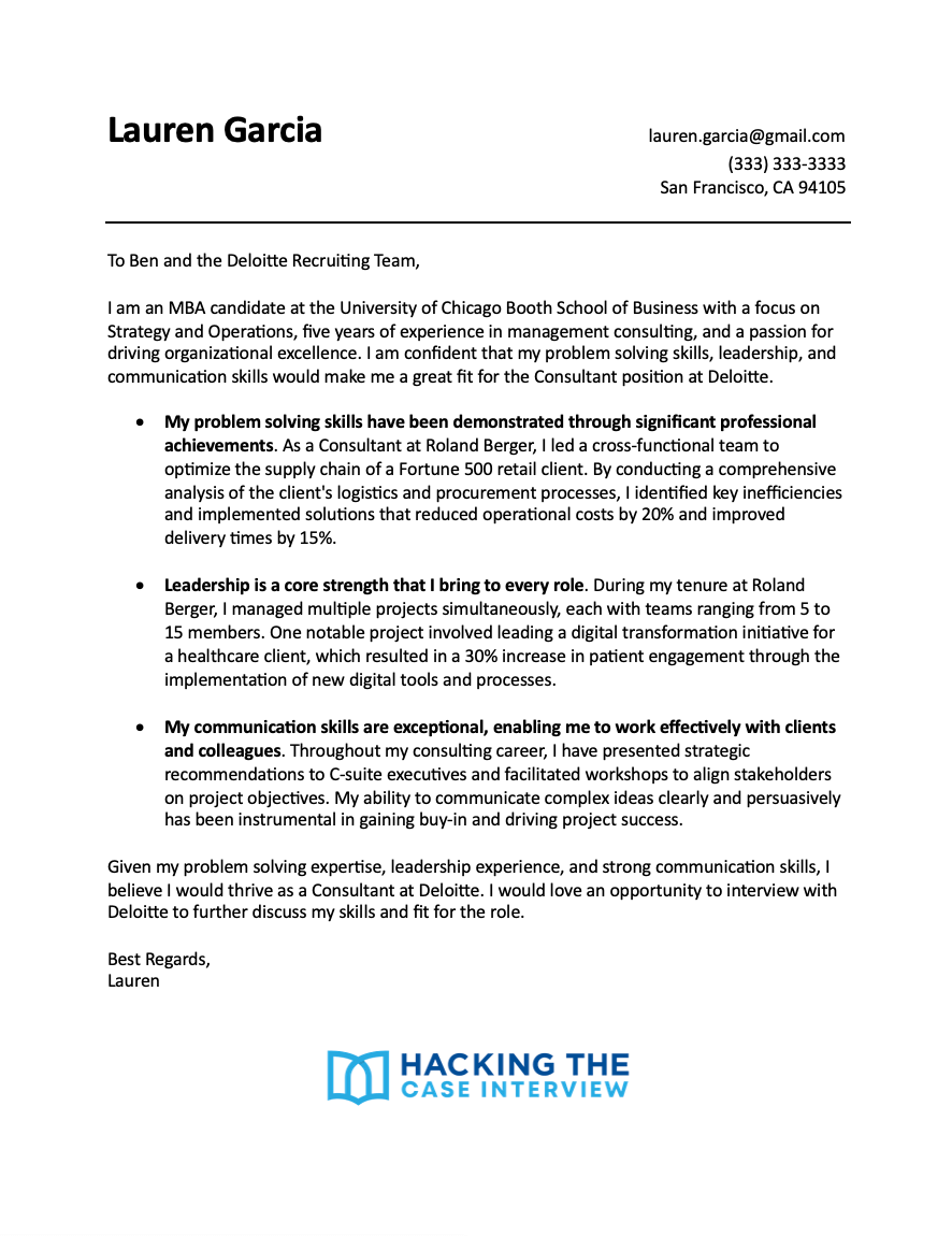 Deloitte cover letter example 2