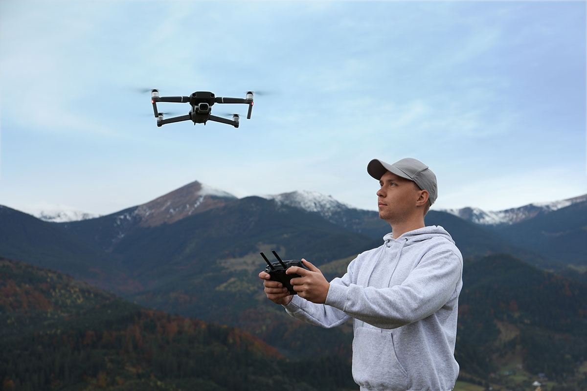 drone flying for social media