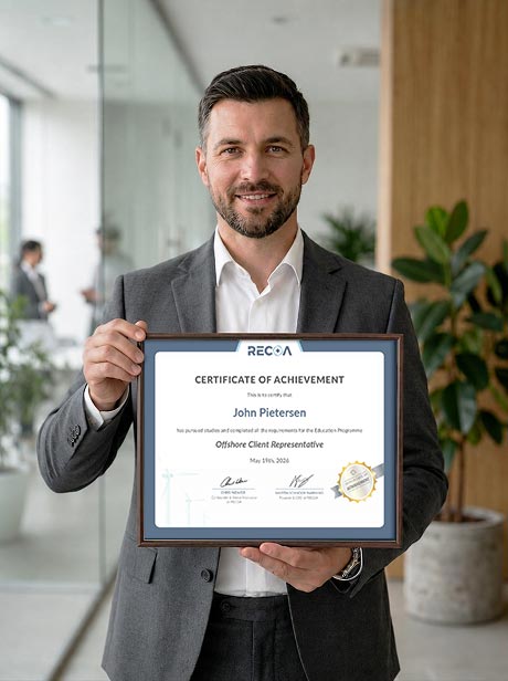 Professional holding a RECOA Certificate of Completion