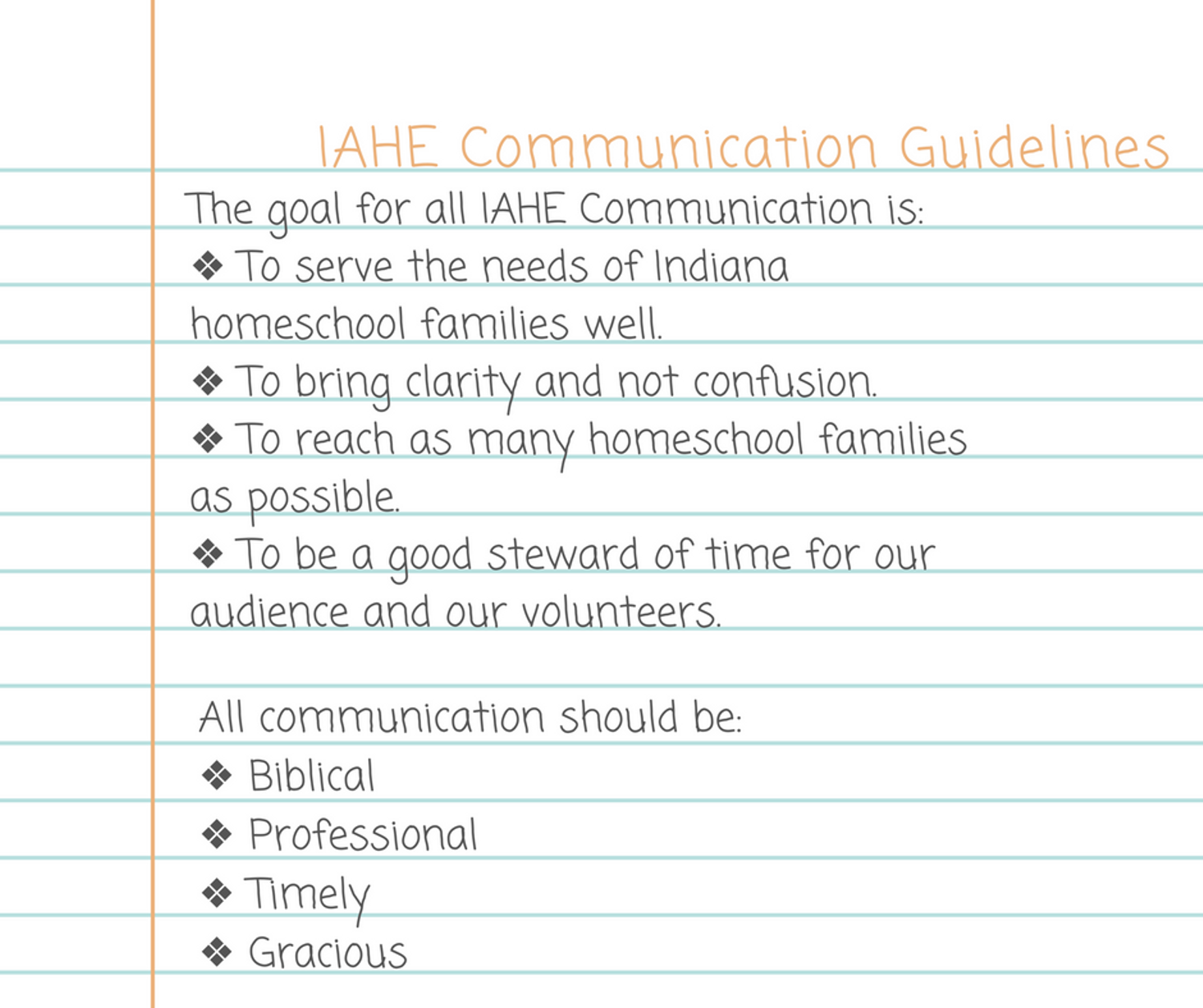 Communications guidelines indiana association of home educators