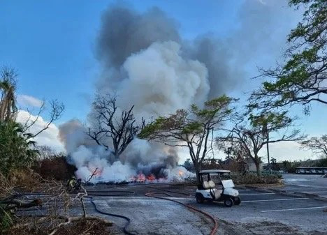 Golf carts burning from saltwater intrusion