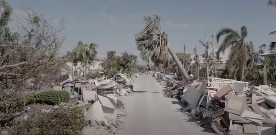 Sanibel Island streets filled with debris