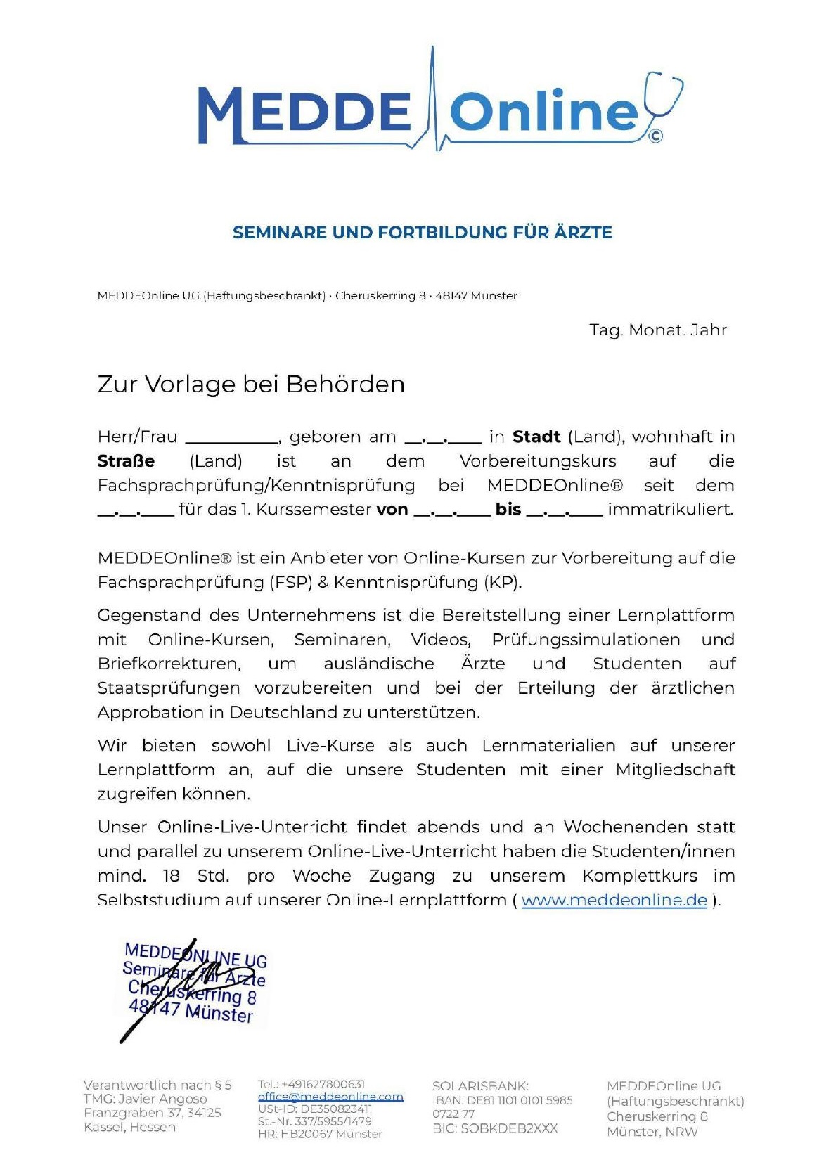 PDF Vorlage Behörde