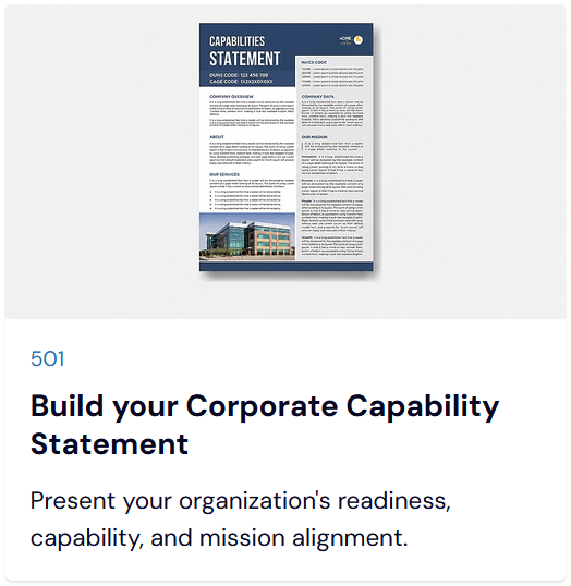 Course card: 501 Build your Corporate Capability Statement