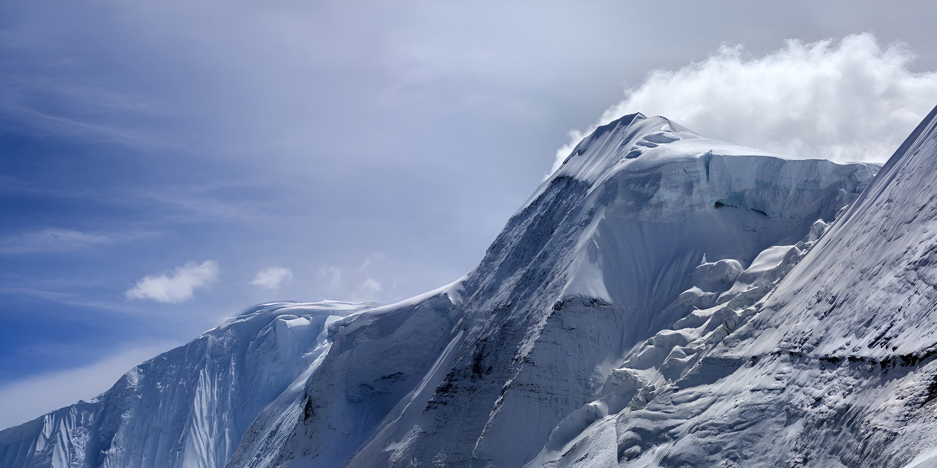 A snow-capped mountain summit