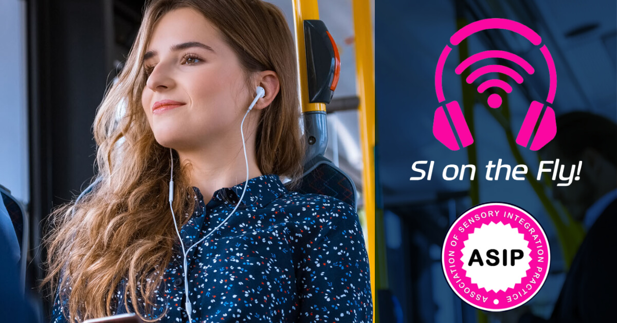 Lady with headphones in. Title reads SI on the Fly! New Podcast From ASIP