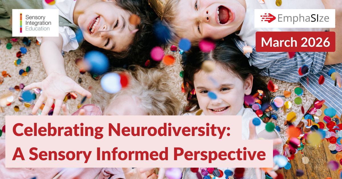 lady and girl playing. Title reads EmphaSIze October 2024: Sensory Informed Practices 