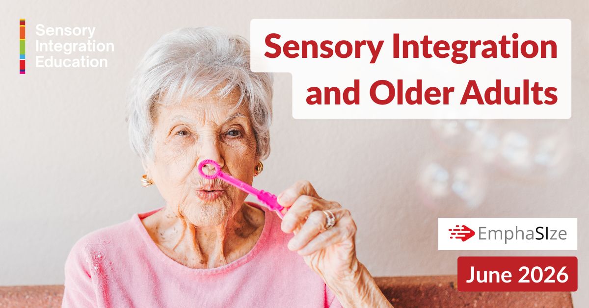 lady and girl playing. Title reads EmphaSIze October 2024: Sensory Informed Practices