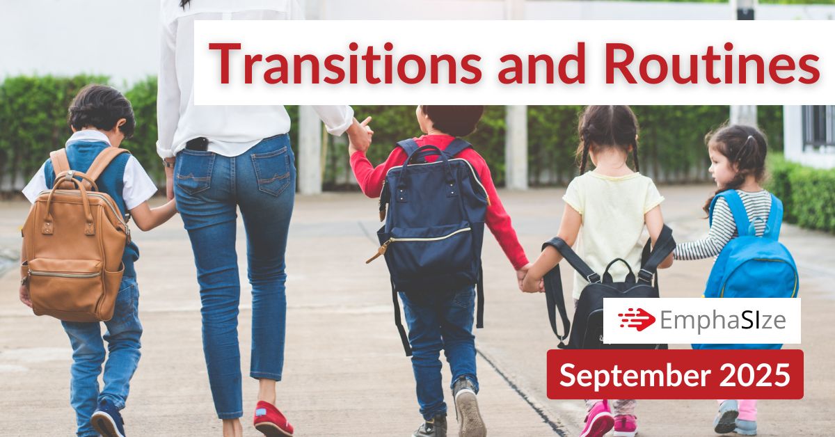 lady and girl playing. Title reads EmphaSIze October 2024: Sensory Informed Practices 