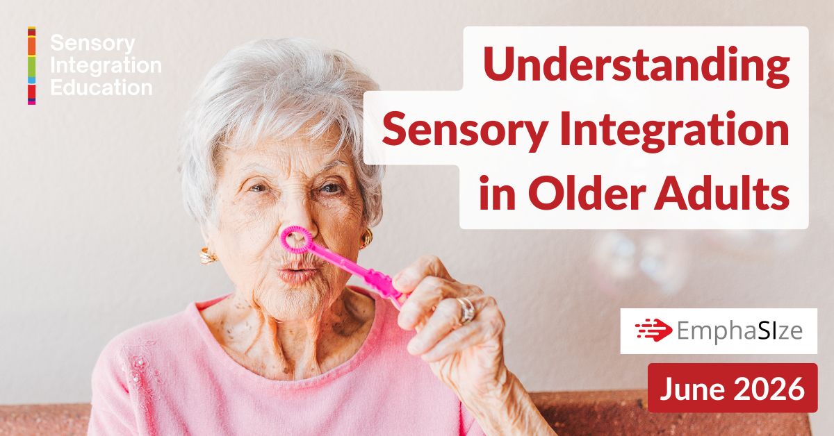 lady and girl playing. Title reads EmphaSIze October 2024: Sensory Informed Practices
