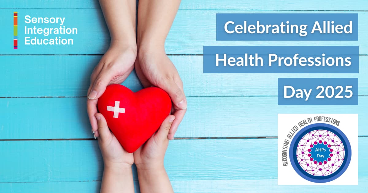 Celebrating AHP Day. Two pairs of hands hold a red heart with a white cross on it.