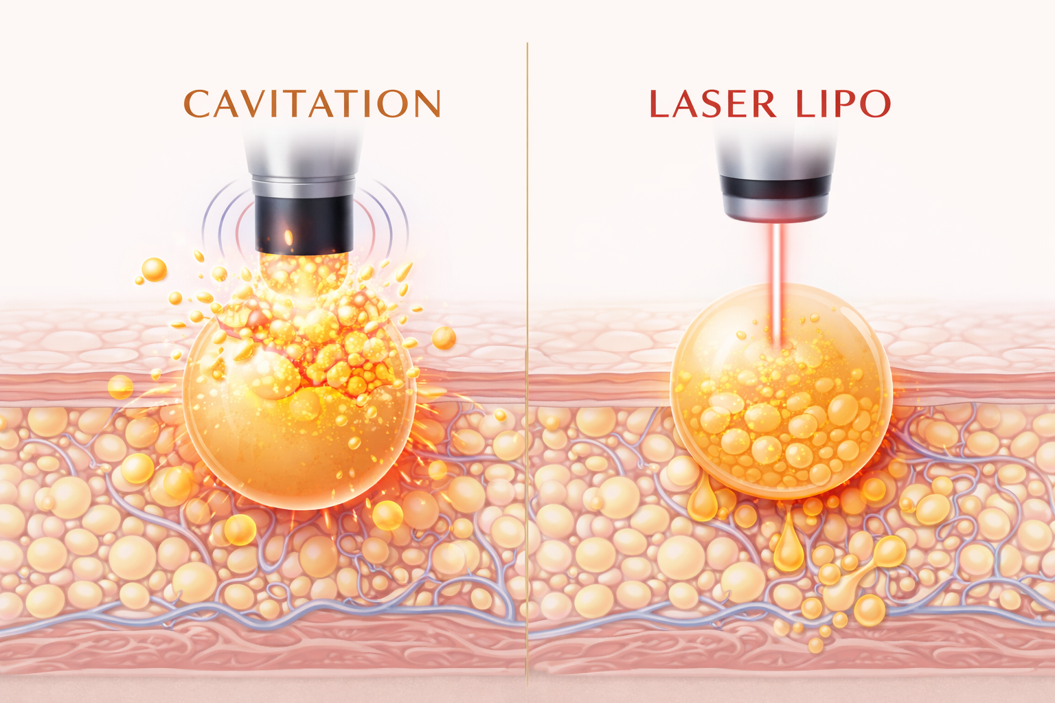 Apoptosis vs mechanical lipolysis diagram for noninvasive body contouring specialists