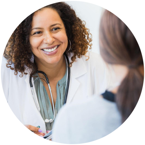 clinician smiling