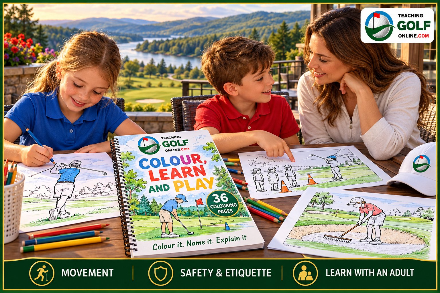 Colour, Learn and Play: 36 colouring pages about movement, safety, etiquette and learning with an adult