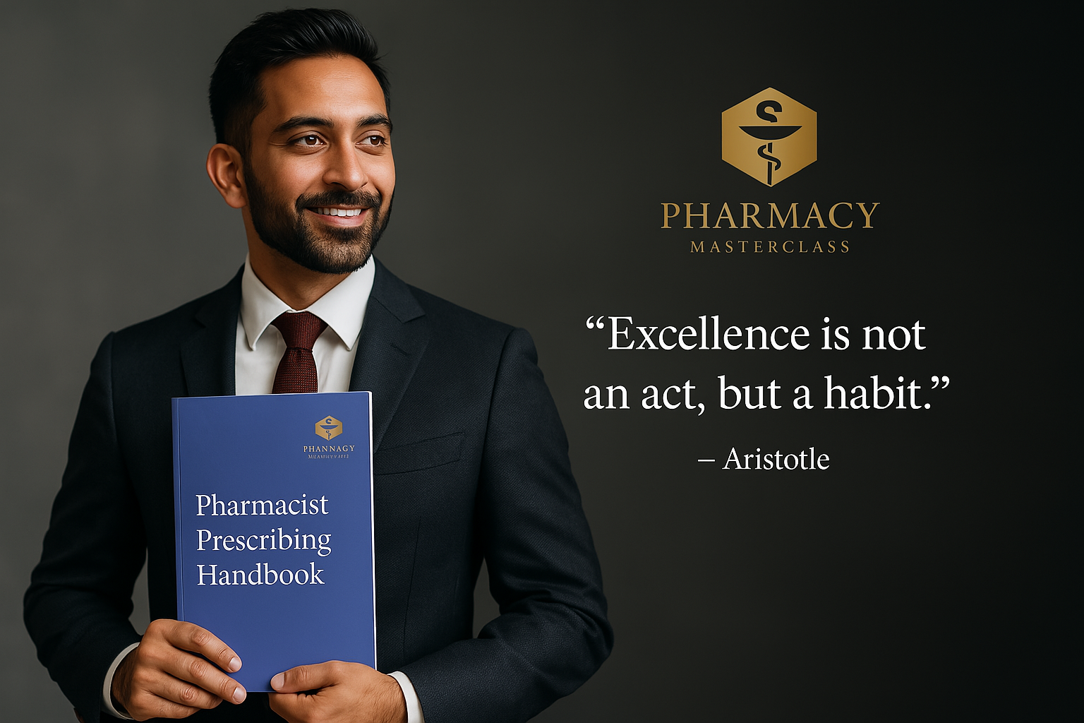 Pharmacist holding Prescribing Handbook