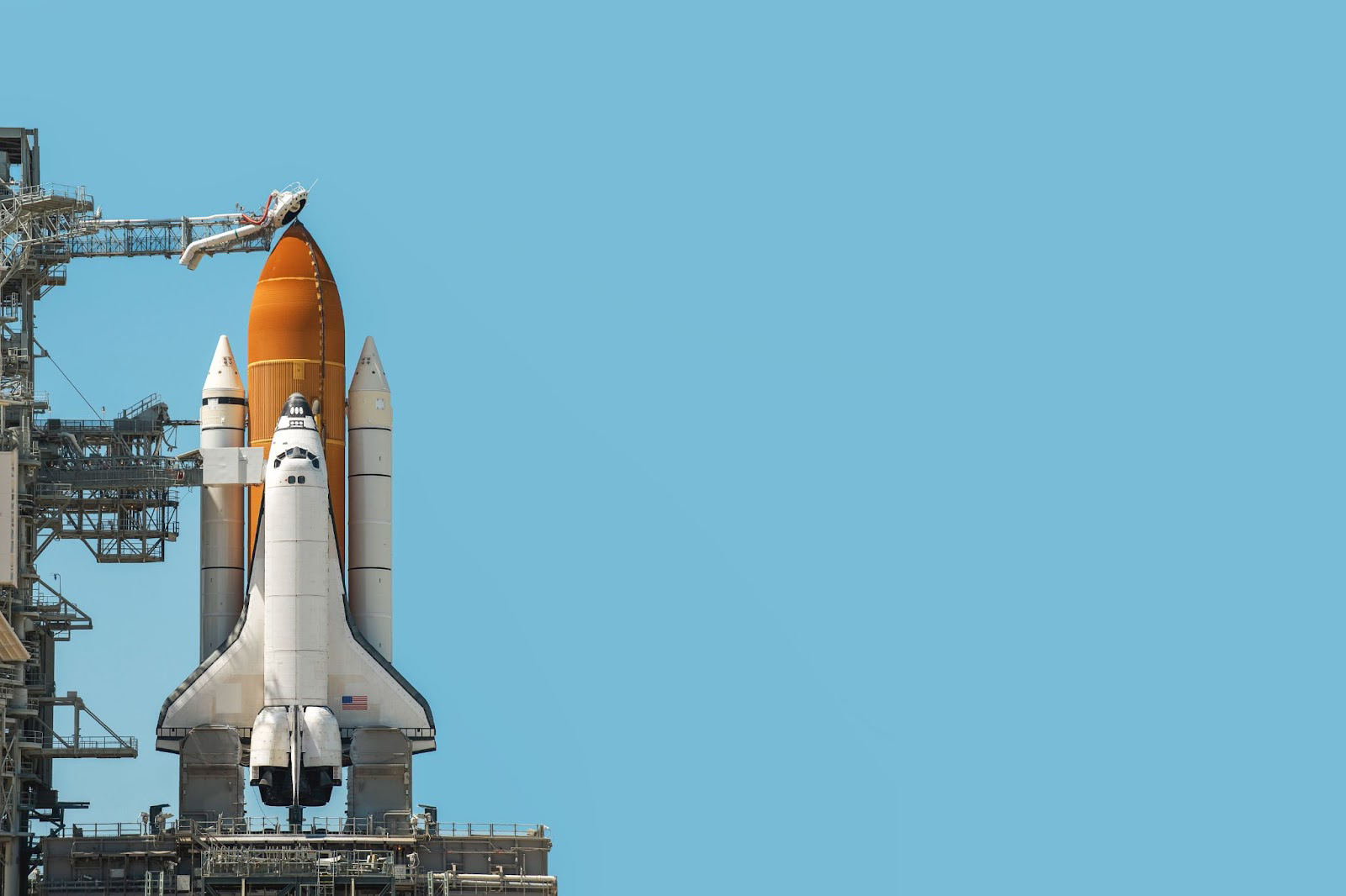 Docked space shuttle