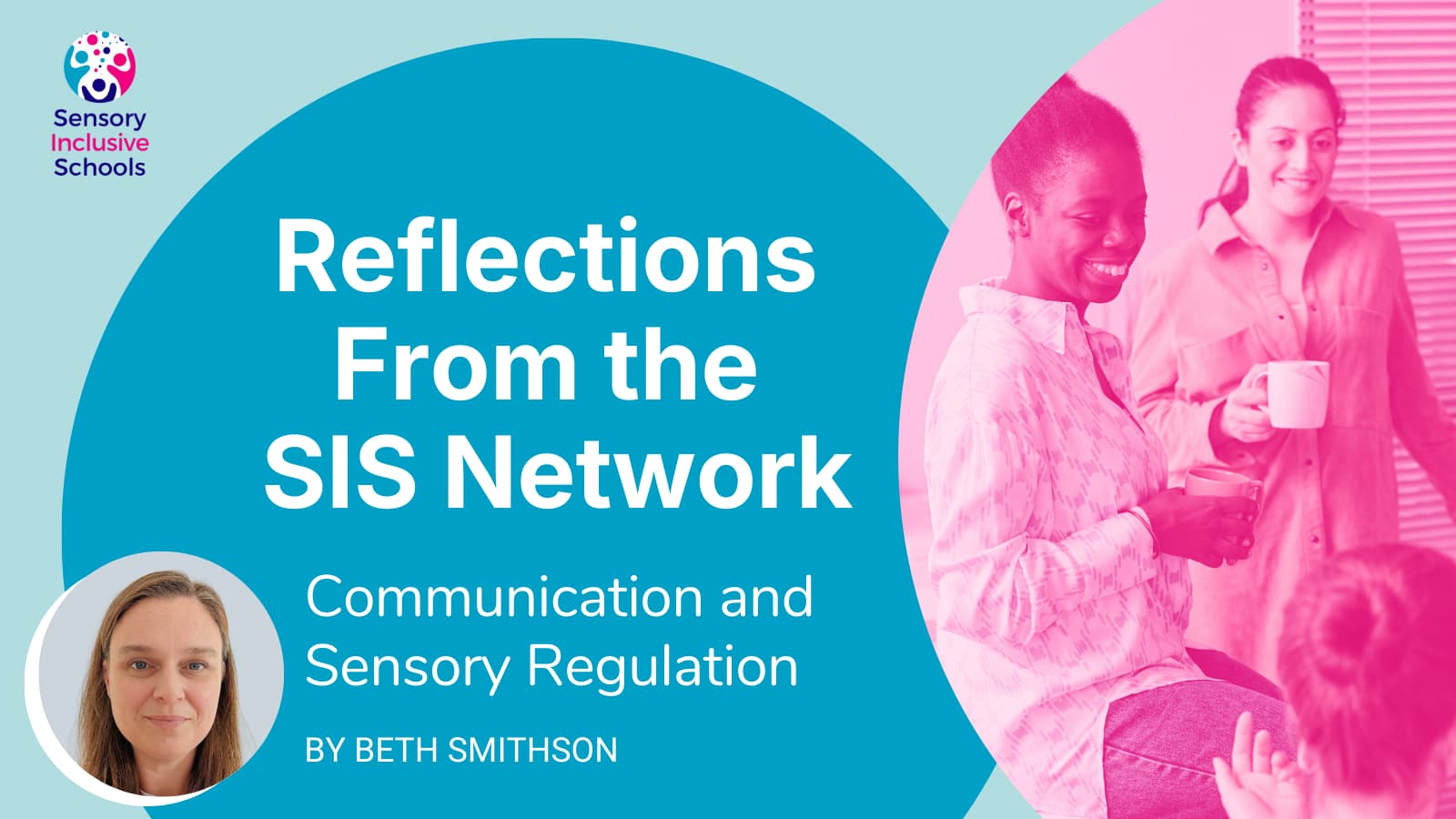 Graphic of colleagues chatting over coffee.