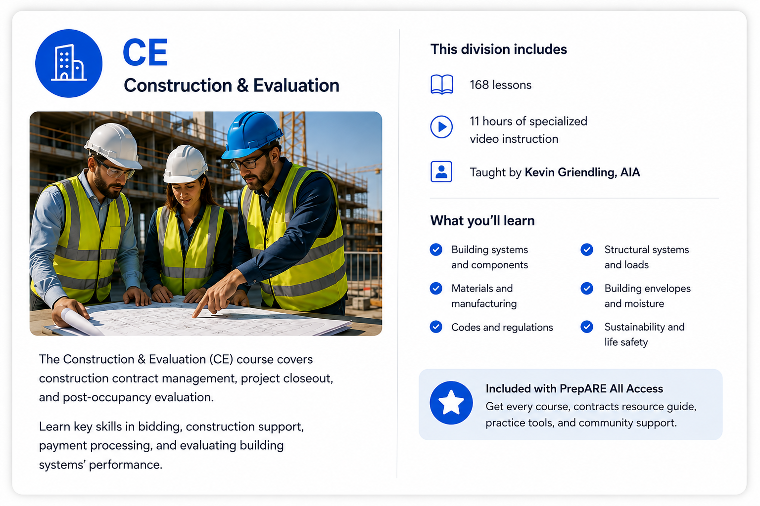 Construction and Evaluation course details