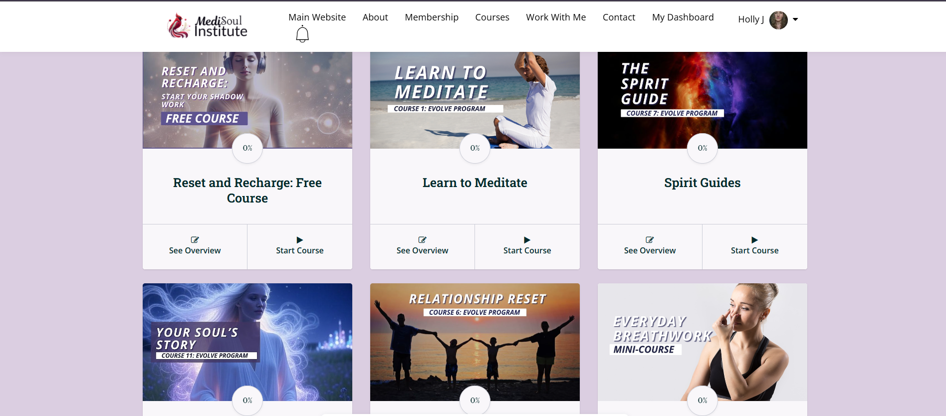 course list inside MediSoul Institute